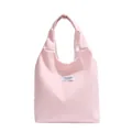 Borsa tote in velluto a coste rosa con etichetta e design con trama a pieghe morbide - Rosa
