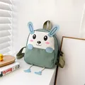 Cute green canvas mini backpack with cartoon rabbit ears for girls and students - Rabbit Style / Green