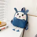 Cute blue and white canvas mini backpack with bunny ears and 3D feet for girls - Rabbit Style / Blue