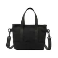 Black canvas mini crossbody bag with durable nylon handles and adjustable strap - Black