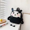 Mini sac à dos en toile noir et blanc avec panda mignon et oreilles et pattes en 3D - Style Lapin / Noir