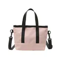 Pink canvas mini crossbody phone bag with black handles and detachable shoulder strap - Pink
