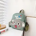 Mini sac à dos en toile verte pour filles avec un joli dessin animé de petit éléphant - Thème Éléphant / Vert