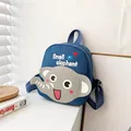 Mini sac à dos en toile bleue pour filles avec imprimé éléphant dessin animé et bretelles - Thème Éléphant / Bleu