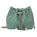 Groene emmertas met strassteentjes, zilveren ketting en elegante parels - Groen
