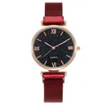 Orologio quadrante stellato con numeri romani e cinturino magnetico rosso da donna - Rosso