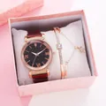 Close-up of starry sky watch with magnetic band and star bracelet in a gift box - Watch Bracelet Gift Box / Red