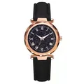 Dettaglio macro del quadrante blu stellato con numeri romani e cassa in oro rosa - Orologio / Nero