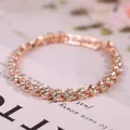 Elegante bracciale romano in oro rosa con brillanti cristalli bianchi per donne - Bracciale Oro Rosa