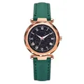 Orologio da donna al quarzo con quadrante cielo stellato e cinturino in pelle verde - Orologio / Verde