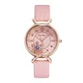 Women's rose gold quartz watch with pink leather strap and snowflake dial detail - Watch Only / Pink