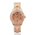 Orologio da donna lussuoso in oro rosa con strass e indici con numeri romani - Oro rosa