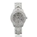 Dettaglio dell'orologio Ginevra argento con strass e quadrante con numeri romani - Argento