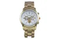 Classic gold stainless steel watch with a white three-dial face and metallic link strap - Gold White Dial Scale