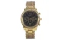 Elegant gold quartz watch with black dial and rhinestones on polished metal strap - Gold Black Dial Rhinestone