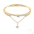 Elegant gold-plated open bangle featuring a large zircon center and star pendant - Gold Star Bracelet