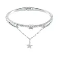 Elegant silver-tone bangle featuring star pendant and sparkling crystal rhinestones - Silver Star Bracelet