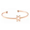 Bracelet jonc ouvert en or rose minimaliste avec étoile évidée et embouts à billes - Bracelet Hexagramme
