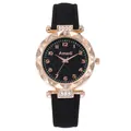 Dettaglio dell'orologio Amadi con quadrante stellato e cassa in cristallo oro rosa e cinturino - Nero