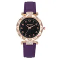 Dettaglio orologio Amadi con cinturino viola, lunetta in oro rosa e quadrante stellato - Viola