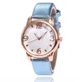 Women's quartz watch featuring light blue snakeskin texture strap and rose gold case - Light Blue
