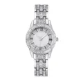 Orologio al quarzo di lusso da donna in argento con cristalli e numeri romani - Orologio Singolo Argento