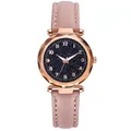 Women's quartz watch with starry sky dial, rose gold diamond-cut case and pink strap - Watch / Pink
