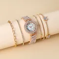 Set orologio donna lusso in oro rosa con quadrante in cristallo e bracciali farfalla - Orologio+Bracciale