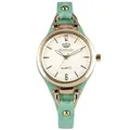 Minimalist women's quartz watch with mint green leather strap and gold case - Green