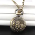 Orologio da taschino vintage in bronzo con motivo zodiacale a rilievo del coniglio - Coniglio