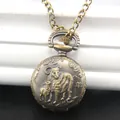 Orologio da taschino retrò in bronzo con motivo zodiacale a pecora in rilievo e catena - Pecora