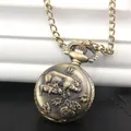 Orologio da taschino retrò in bronzo con rilievo maiale zodiacale e catena lunga - Maiale