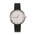 Minimalist black strap watch with white dial featuring a 3D embossed heart and rose gold accents - Plastic Mesh Strap / White Dial Mesh Strap
