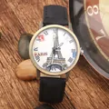 Orologio al quarzo retrò con quadrante Torre Eiffel, numeri romani e cinturino nero - Nero