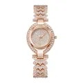Orologio donna elegante al quarzo oro rosa con quadrante in cristalli e cinturino a V - Solo orologio / Oro Rosa