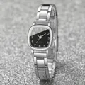 Montre à quartz élégante pour femme avec bracelet en acier argenté et cadran noir - Carré Chiffres Arabes / Cadran Noir Argenté