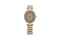 Montre dorée de luxe pour femme avec cadran floral et bracelet serti de strass brillants - Montre Unique Or
