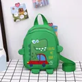 Mini green dinosaur toddler backpack with adjustable straps for boys and girls - Green