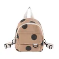 Polka dot corduroy mini backpack for women in khaki brown with adjustable white straps - Khaki
