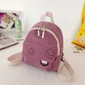 Hellvioletter Mini-Rucksack aus Cord mit schwarzen Smileys und verstellbaren Trägern - Rosa