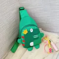 Sac bandoulière dinosaure vert pour enfants avec couronne jaune et sangle réglable - Vert