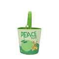 Green canvas bucket bag with Peace cartoon tiger and apple print pattern - Happy Apple