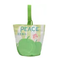 Cute green canvas bucket bag with oil painting style apple print and cartoon motif - Apple Lucky (Magnetic)