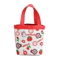 Red and white canvas bucket bag with cute cartoon prints and sturdy handles - Satisfactory Life