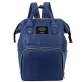Large capacity navy blue multi-functional diaper backpack with top handles and front zip pocket - Dark Blue