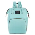 Light blue large capacity diaper backpack with adjustable straps and front zipper pocket - Mint Green