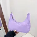 Minimalist light purple crescent shoulder bag made of high-quality nylon fabric - Purple