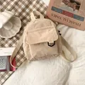Mini corduroy backpack in cream beige color featuring a front flap pocket and D-ring - Off White