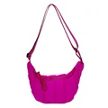 Hot pink quilted crescent crossbody bag with cloud pleats and adjustable strap - Rose Red