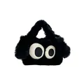 Sac à main mignon en peluche noire avec de grands yeux et une texture douce - Noir